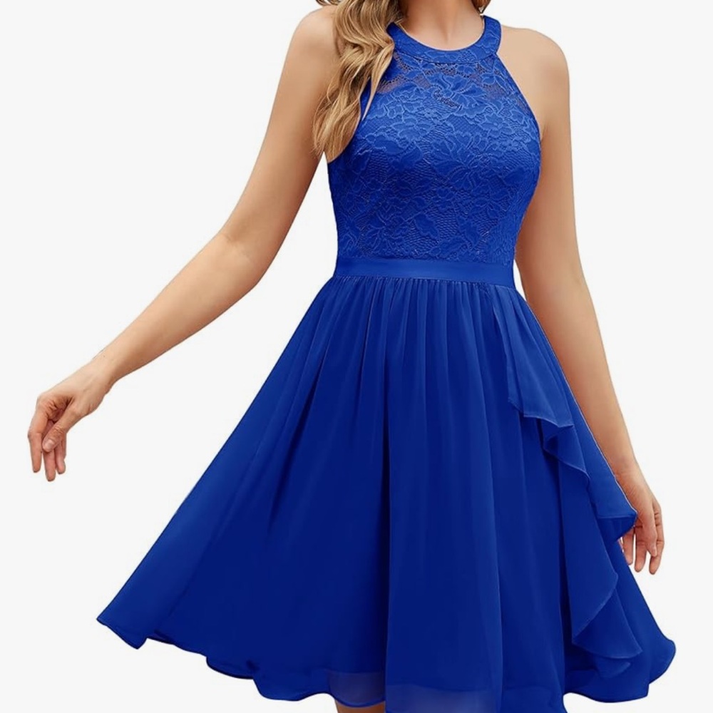 NWT Royal Blue Lace Semiformal Dress: Bridesmaid, Holiday, Homecoming, Wedding